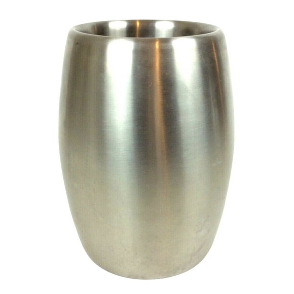 Crate & Barrel Double Wall Wine Chiller Cooler Brushed Stainless Steel - Picture 1 of 5